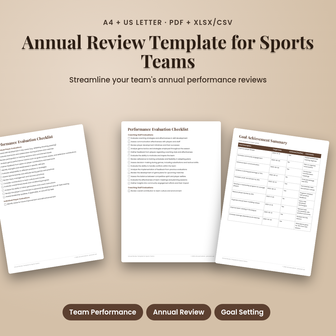 Annual Review Template for Sports Teams