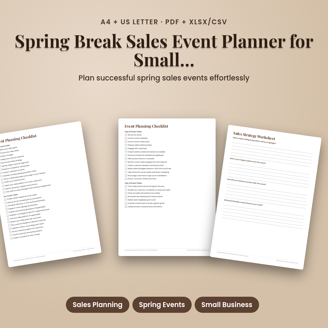 Spring Break Sales Event Planner for Small Businesses