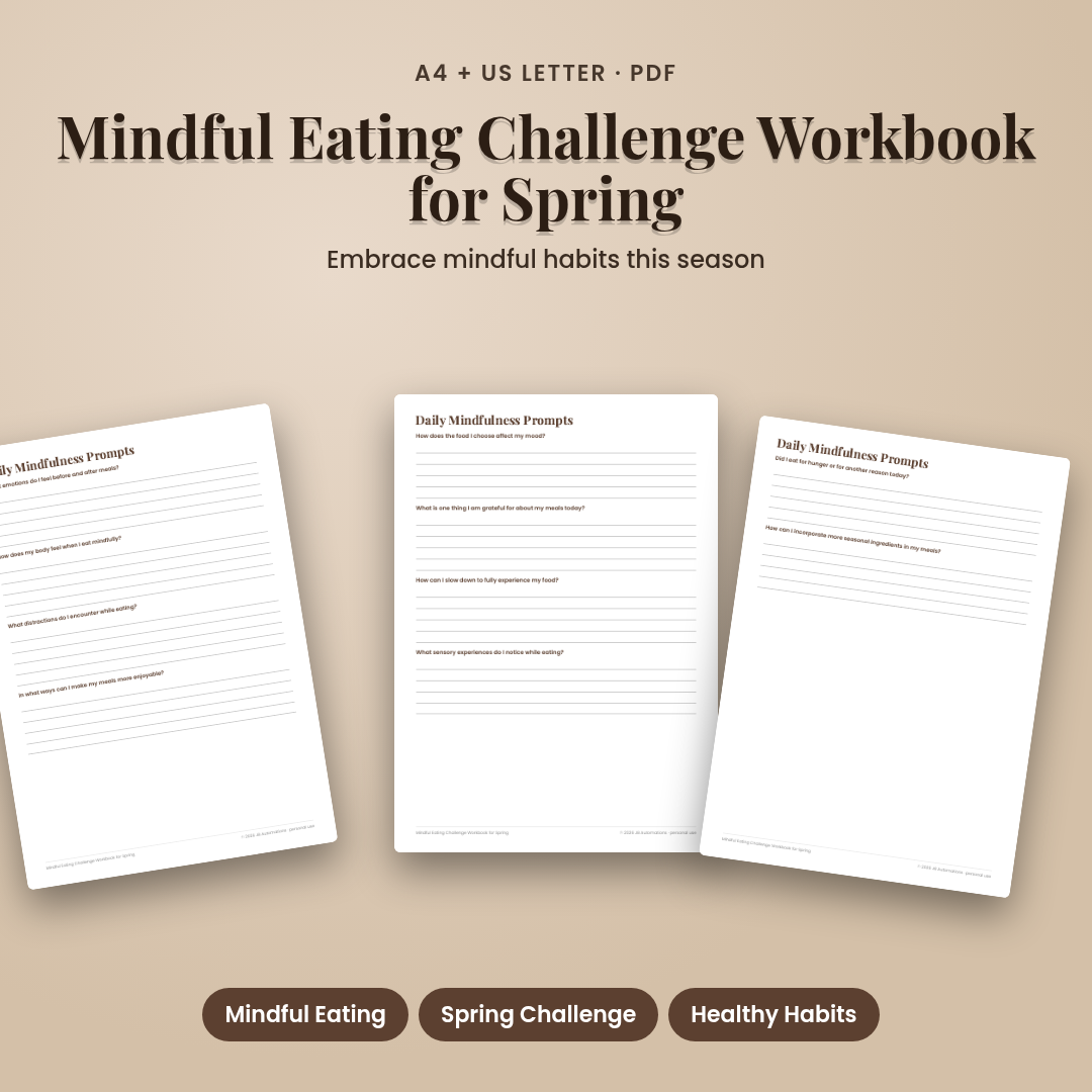 Mindful Eating Challenge Workbook for Spring