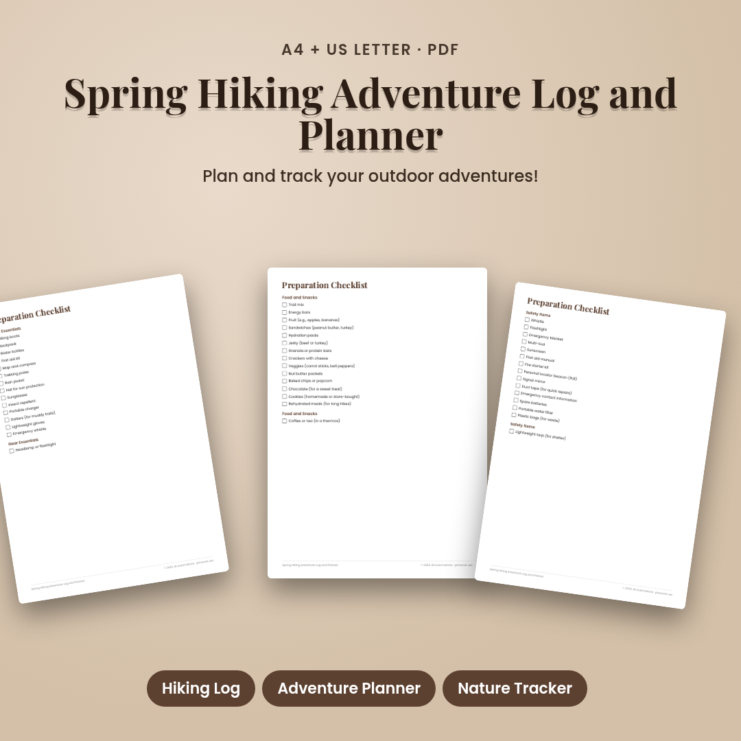 Spring Hiking Adventure Log and Planner