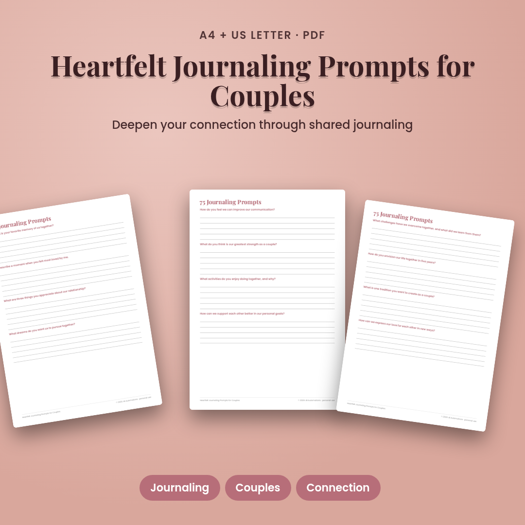 Heartfelt Journaling Prompts for Couples