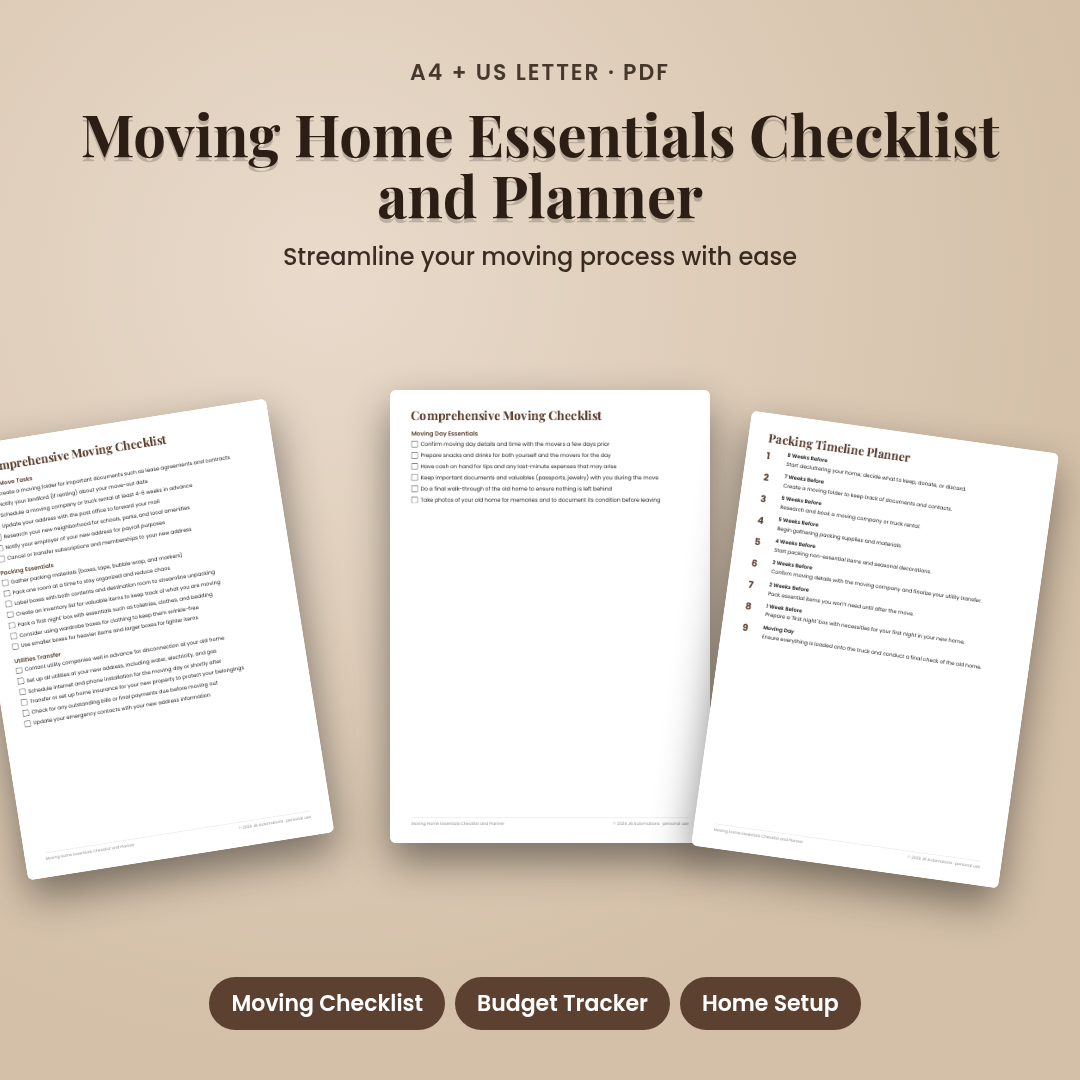 Moving Home Essentials Checklist and Planner