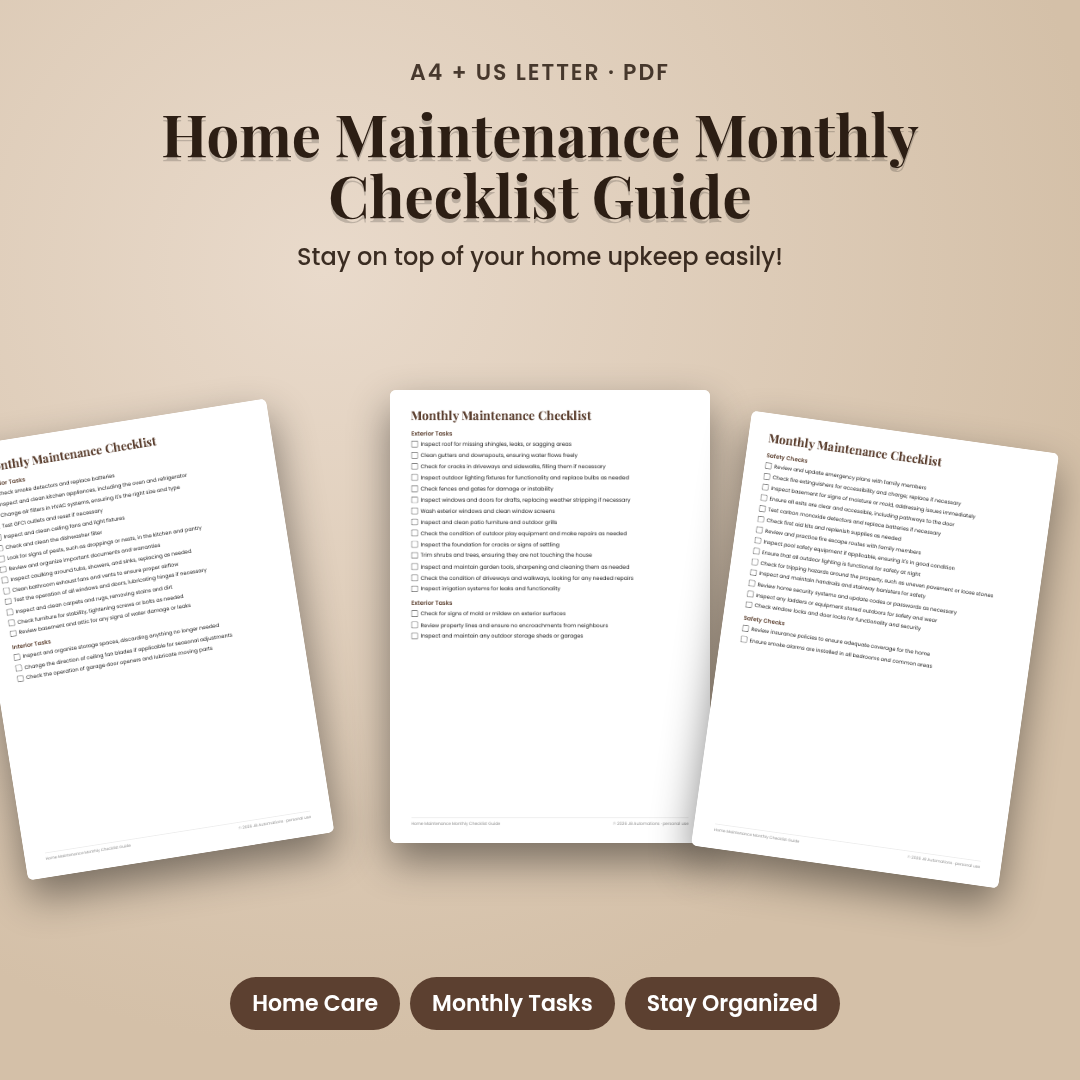 Home Maintenance Monthly Checklist Guide