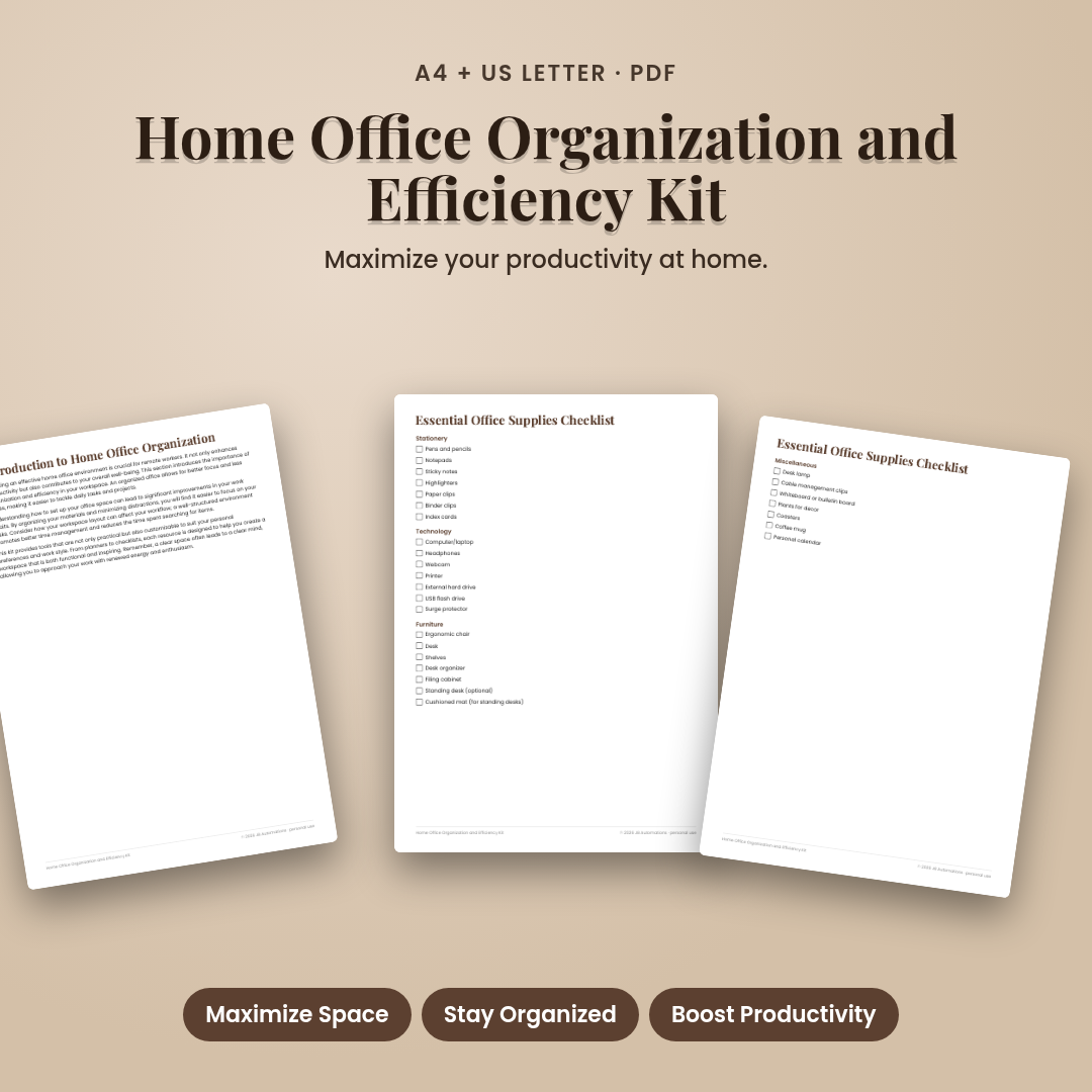 Home Office Organization and Efficiency Kit