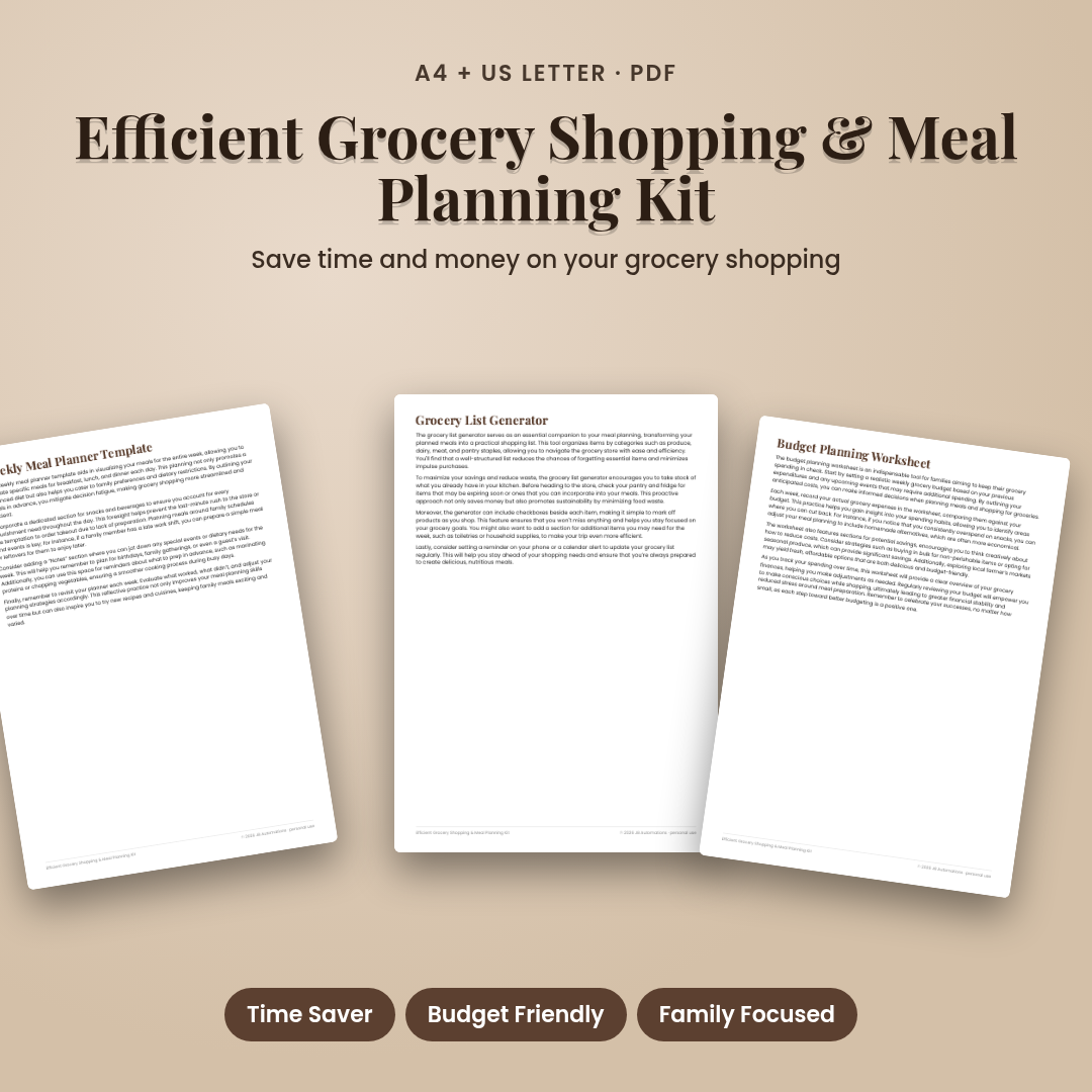Efficient Grocery Shopping &amp; Meal Planning Kit