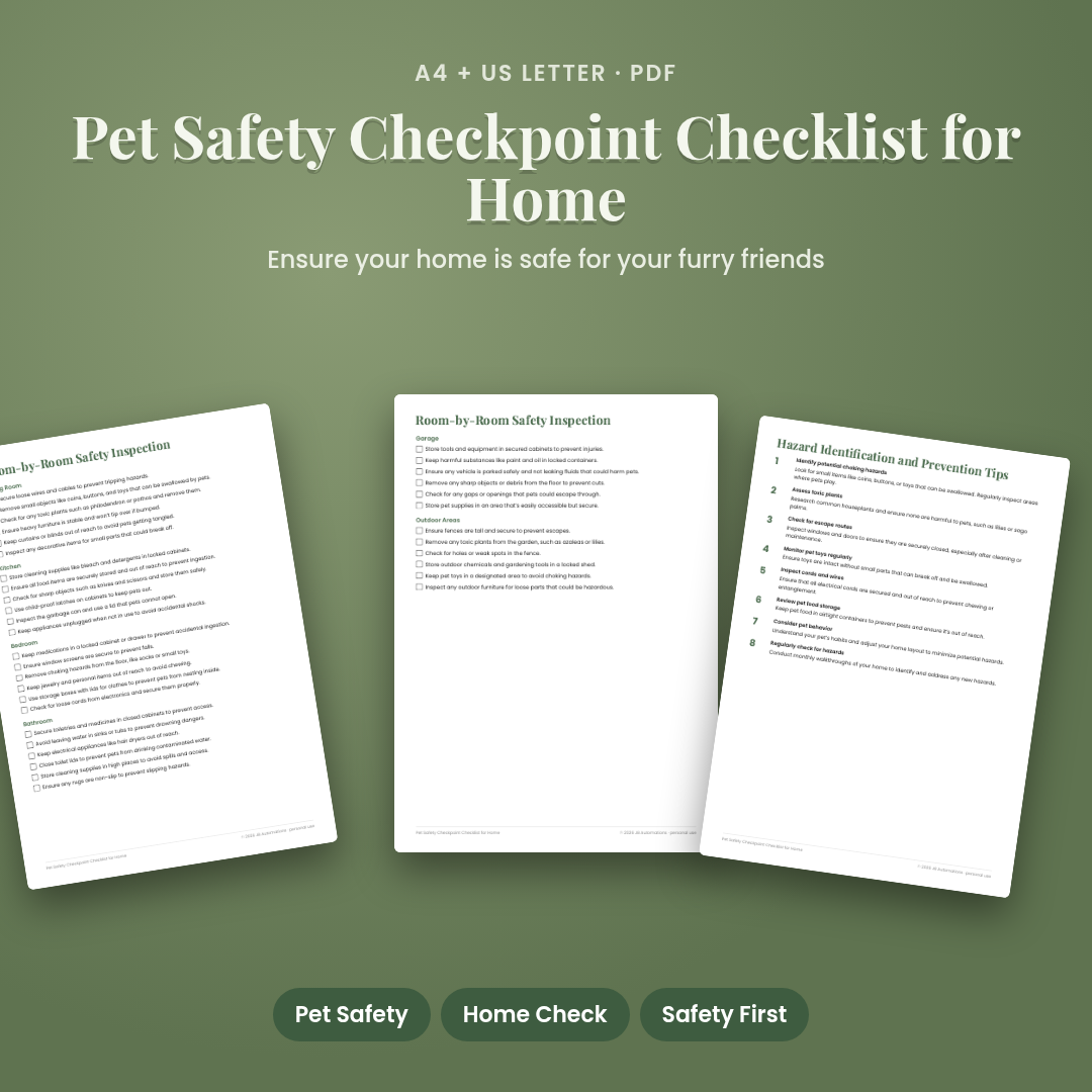 Pet Safety Checkpoint Checklist for Home