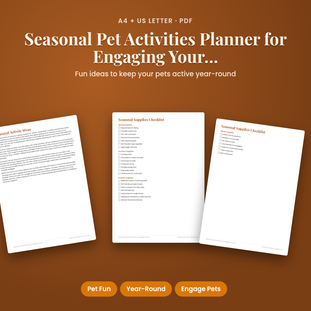 Seasonal Pet Activities Planner for Engaging Your Pets