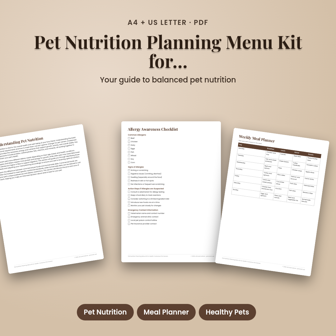 Pet Nutrition Planning Menu Kit for Health-Conscious Pet Owners