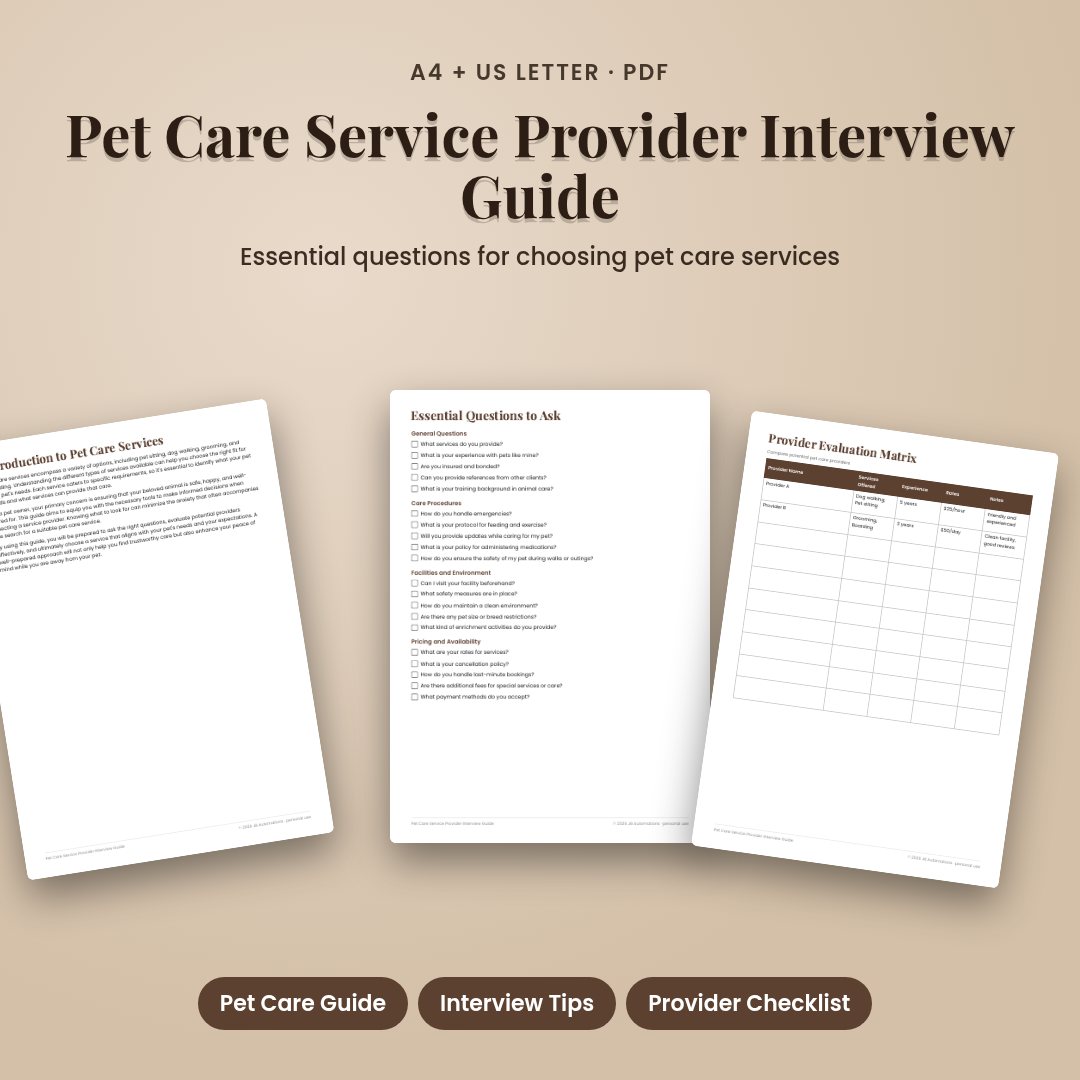 Pet Care Service Provider Interview Guide