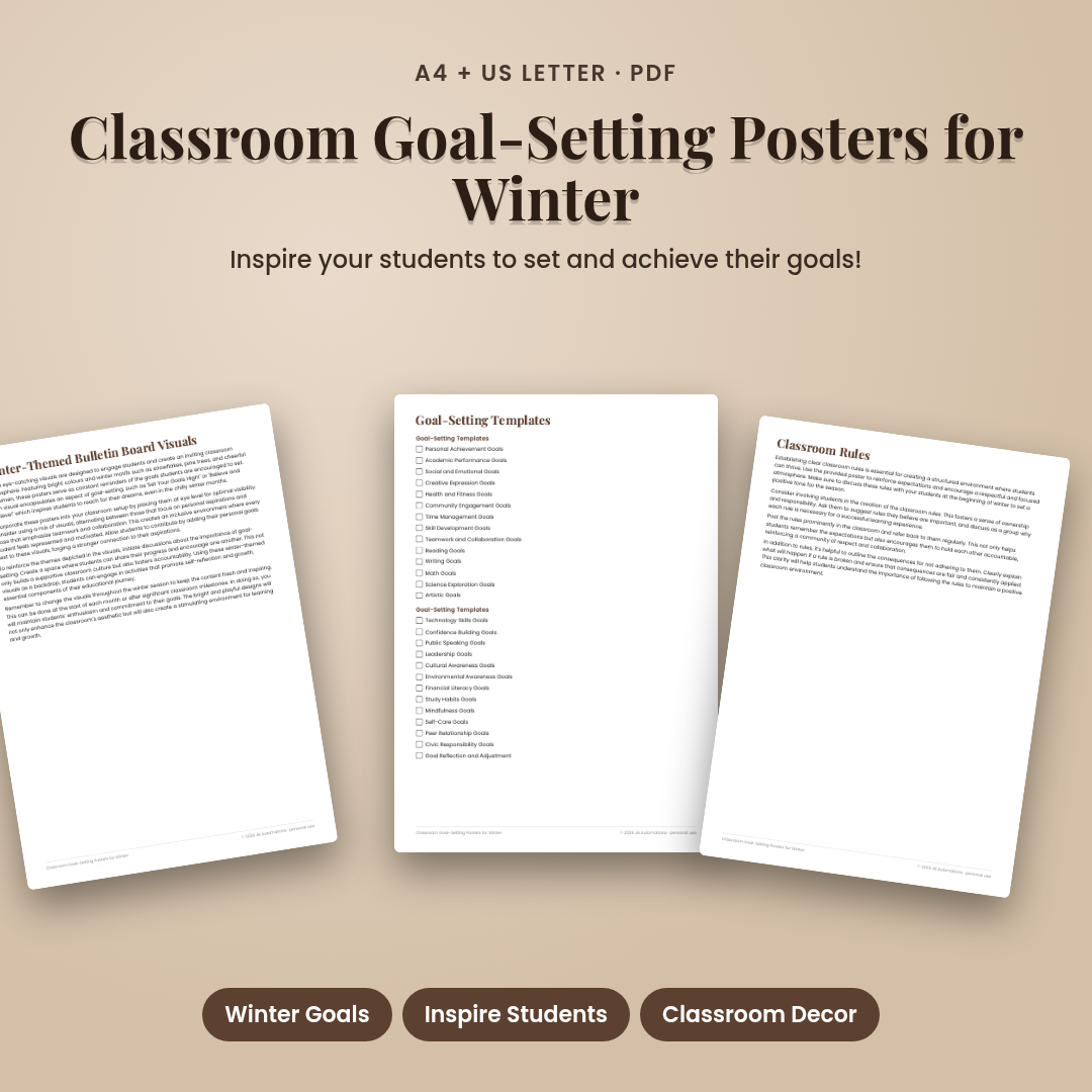 Classroom Goal-Setting Posters for Winter