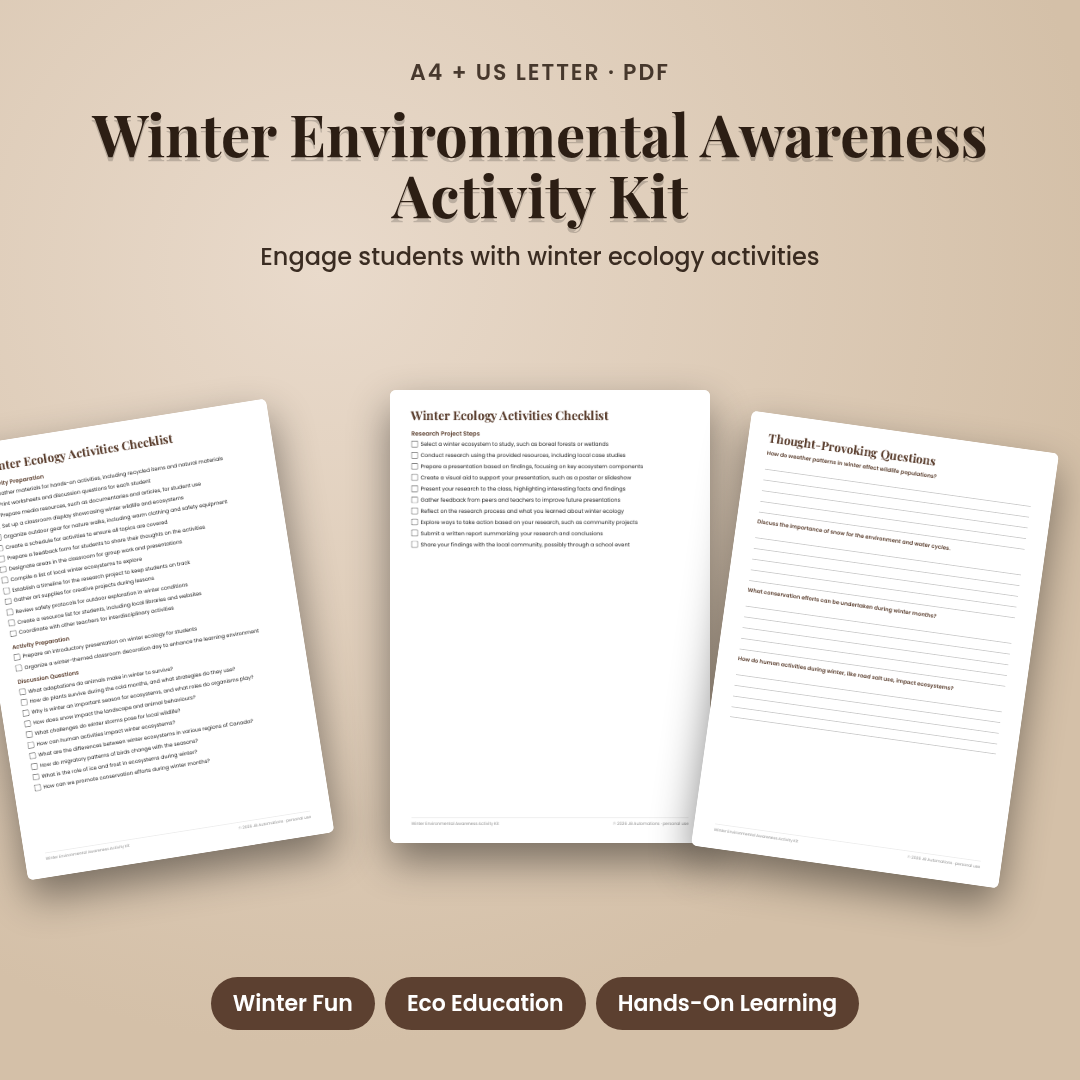 Winter Environmental Awareness Activity Kit