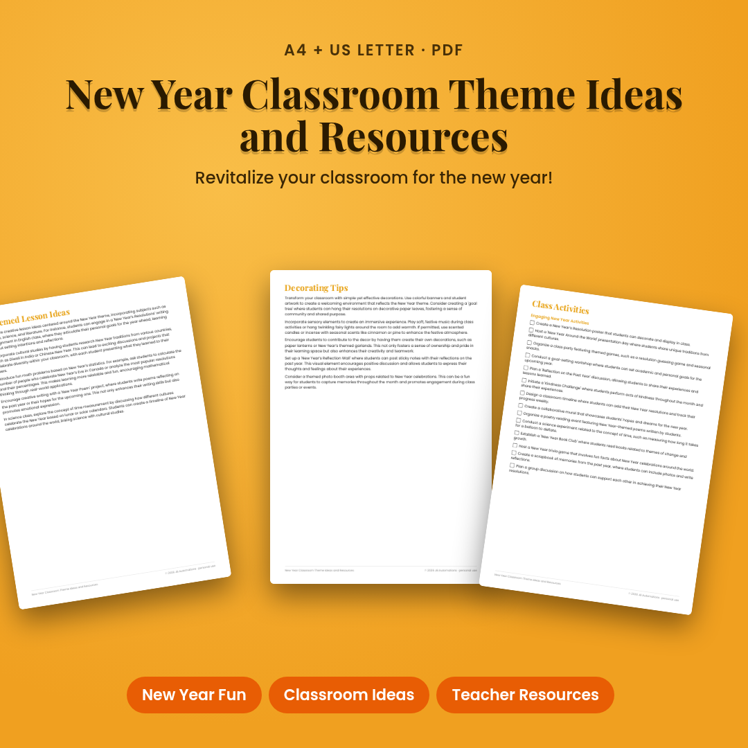 New Year Classroom Theme Ideas and Resources