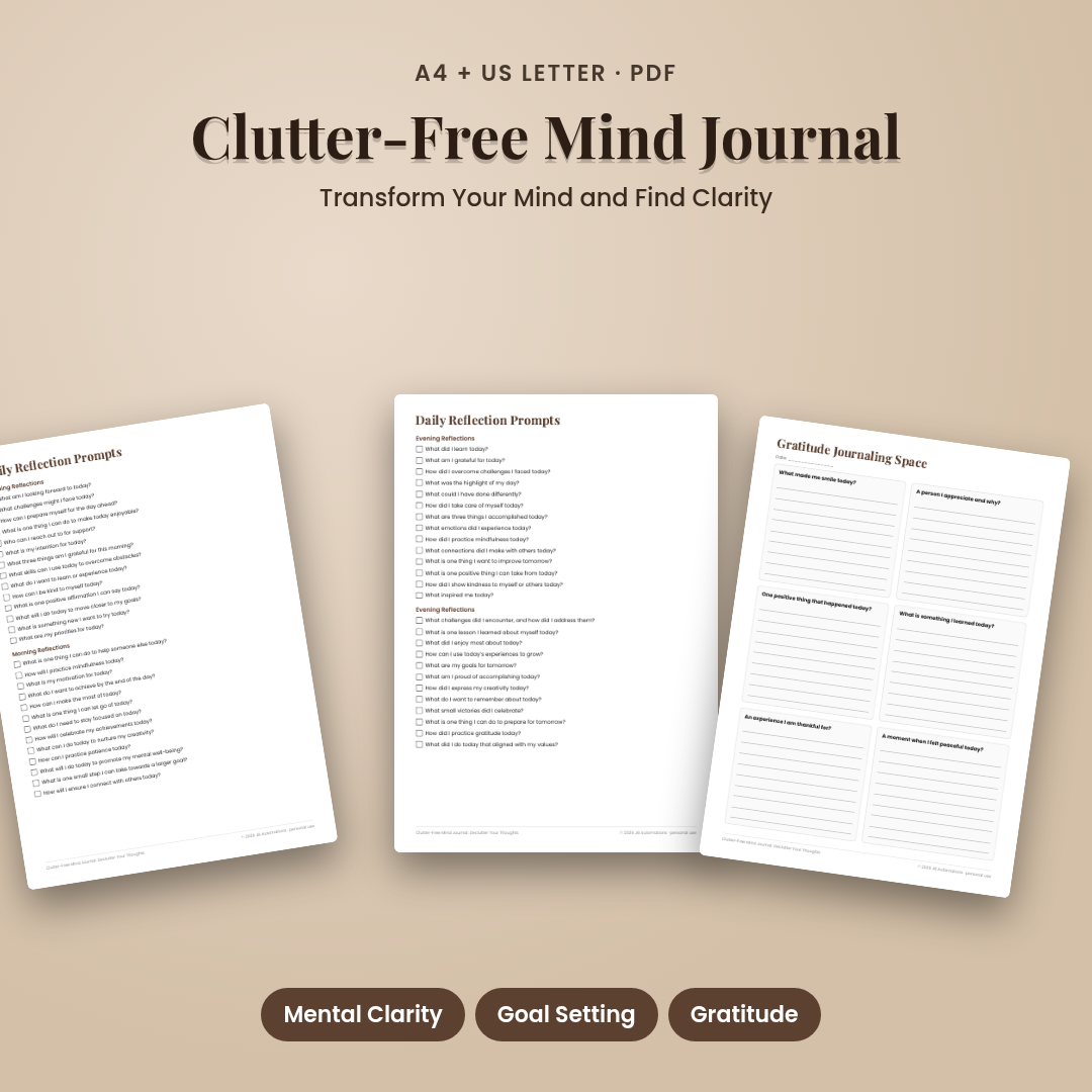 Clutter-Free Mind Journal: Declutter Your Thoughts
