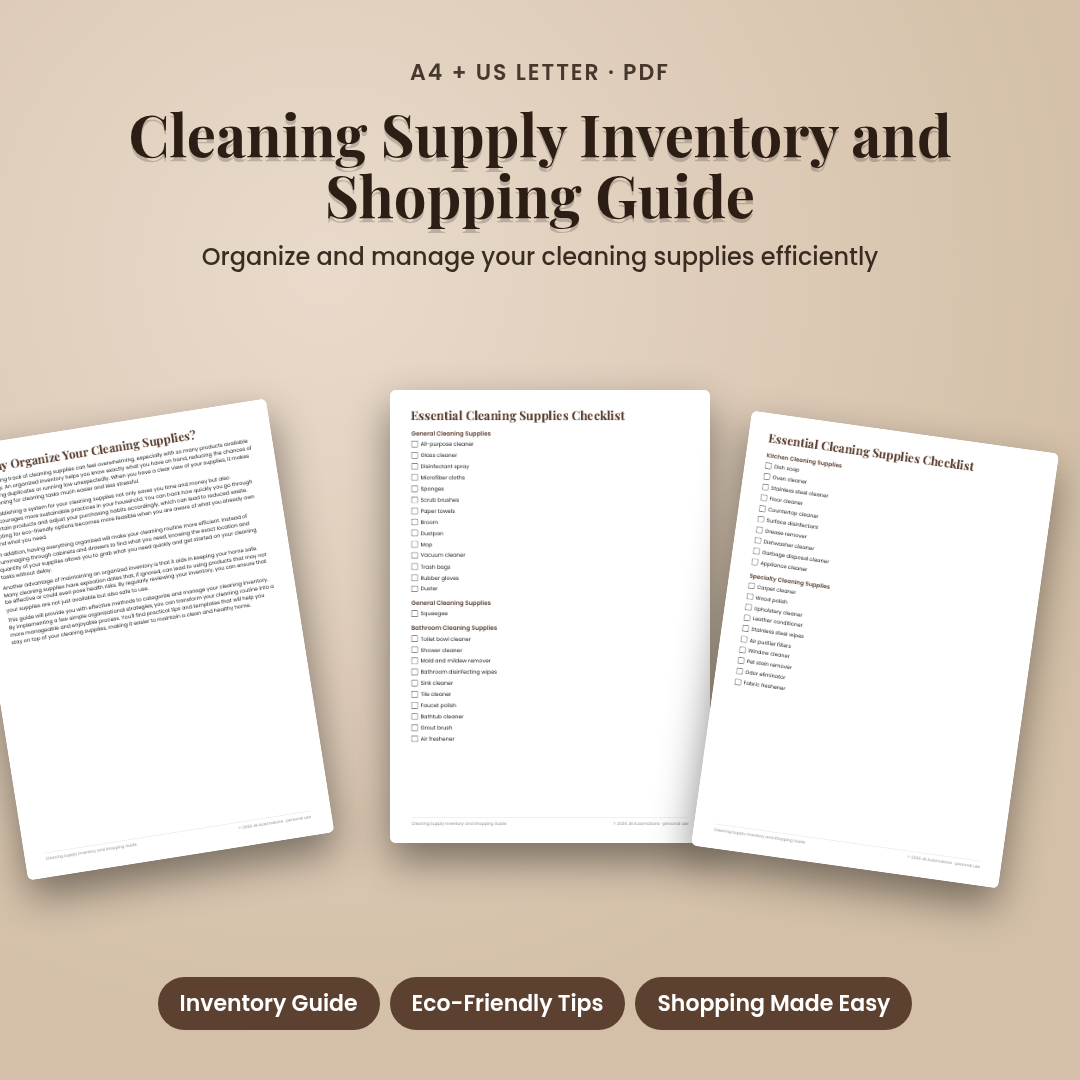 Cleaning Supply Inventory and Shopping Guide