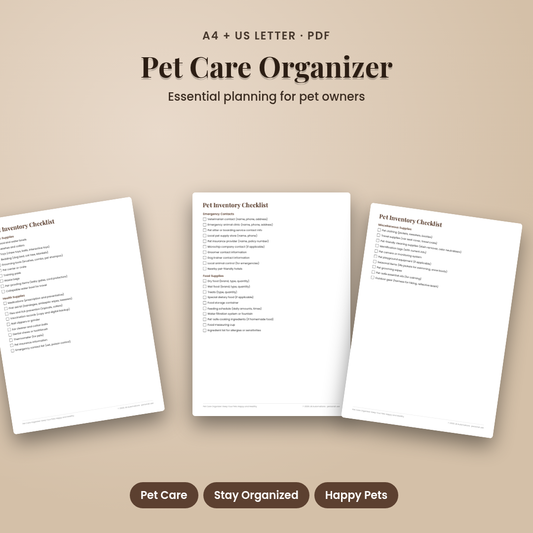 Pet Care Organizer: Keep Your Pets Happy and Healthy