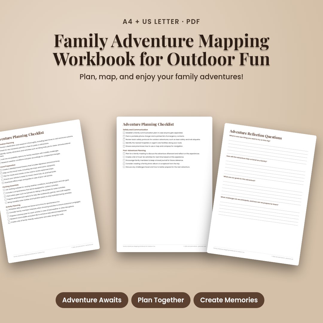 Family Adventure Mapping Workbook for Outdoor Fun