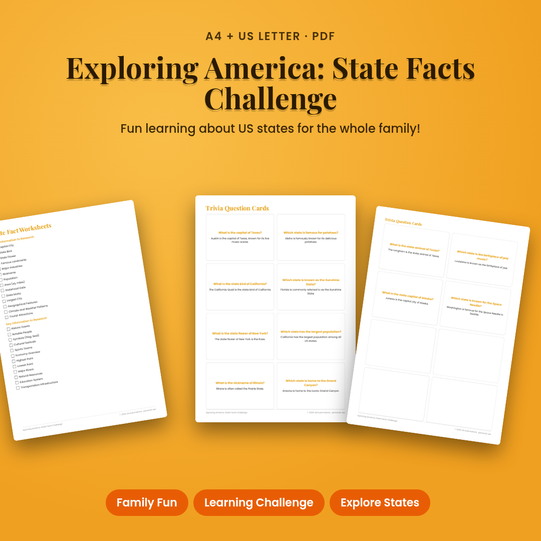 Exploring America: State Facts Challenge