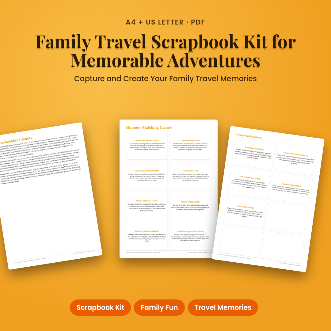 Family Travel Scrapbook Kit for Memorable Adventures