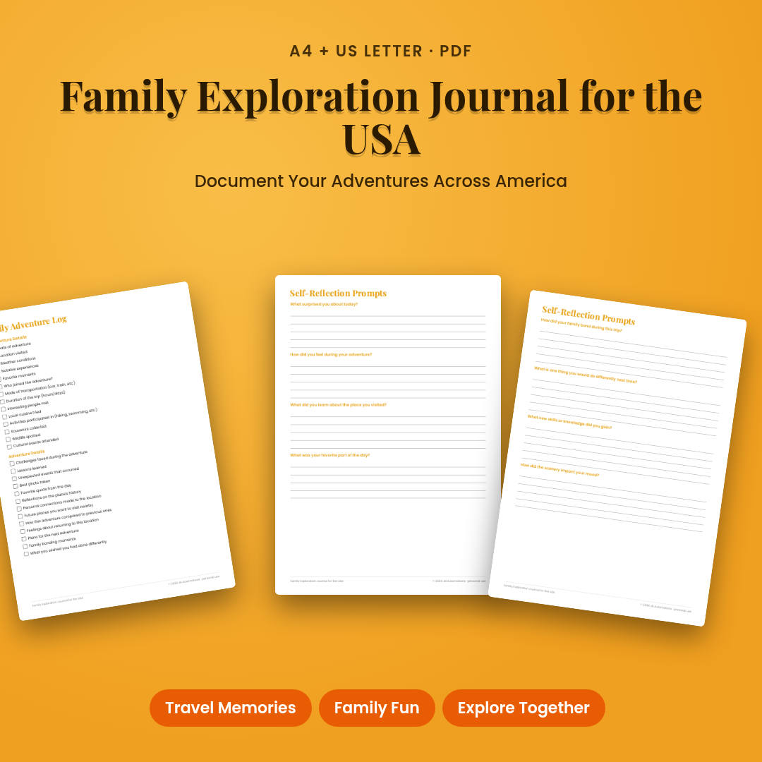 Family Exploration Journal for the USA