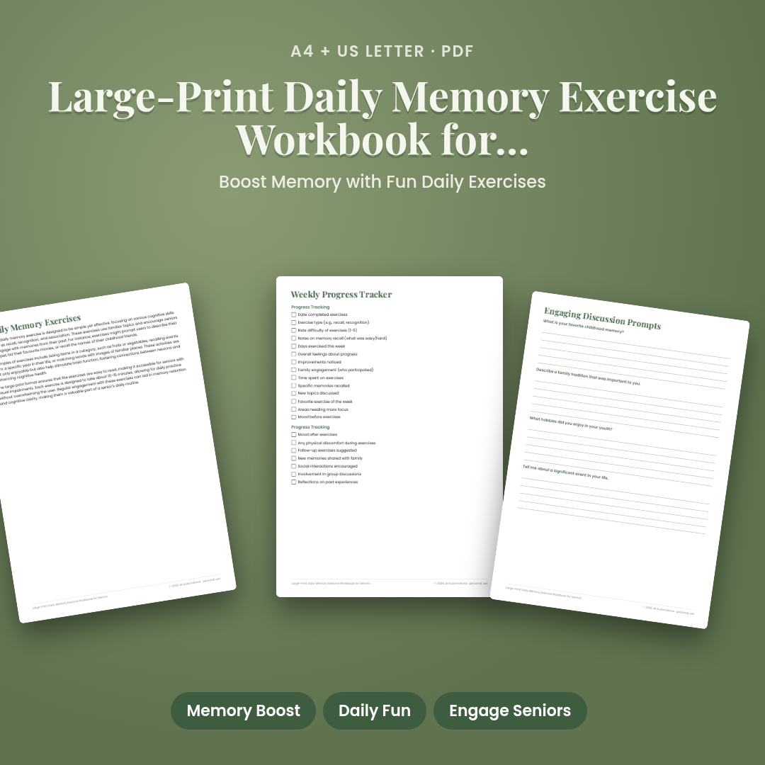 Large-Print Daily Memory Exercise Workbook for Seniors