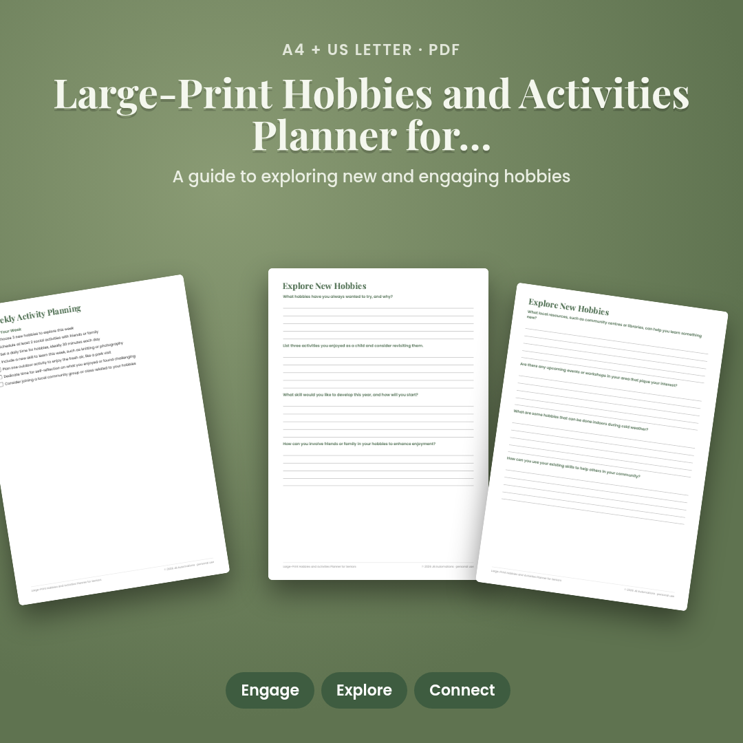 Large-Print Hobbies and Activities Planner for Seniors