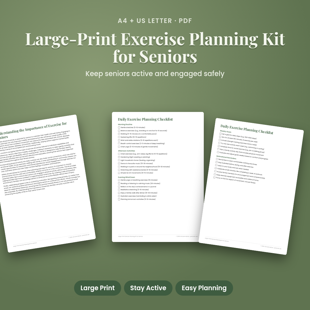 Large-Print Exercise Planning Kit for Seniors