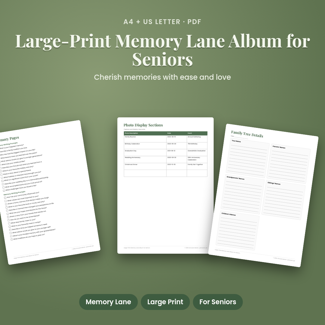 Large-Print Memory Lane Album for Seniors