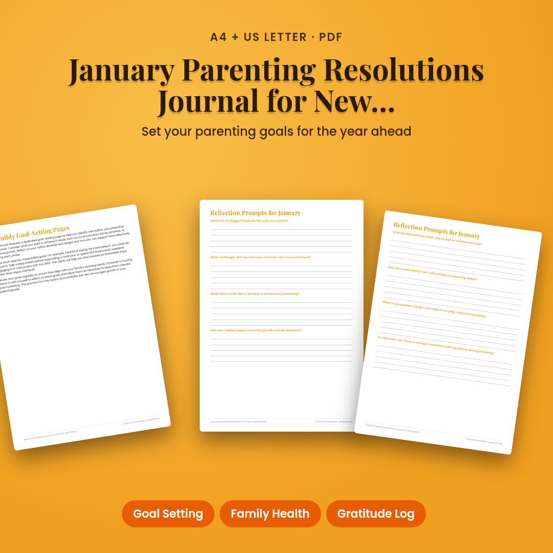 January Parenting Resolutions Journal for New Parents