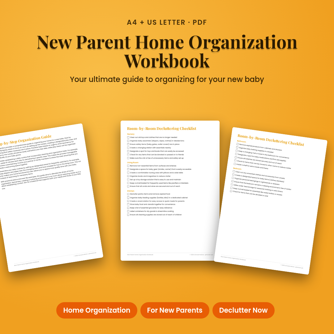 New Parent Home Organization Workbook