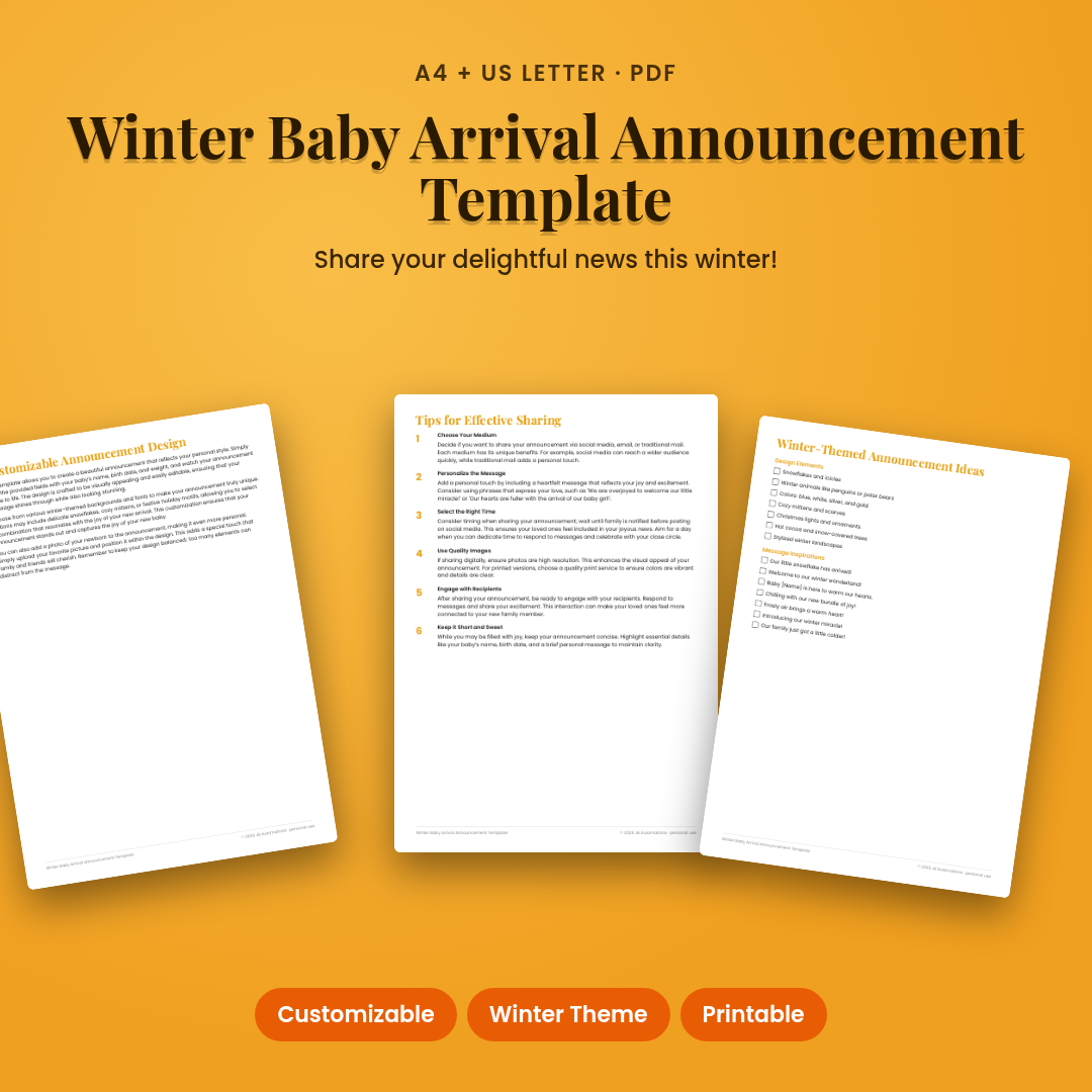 Winter Baby Arrival Announcement Template