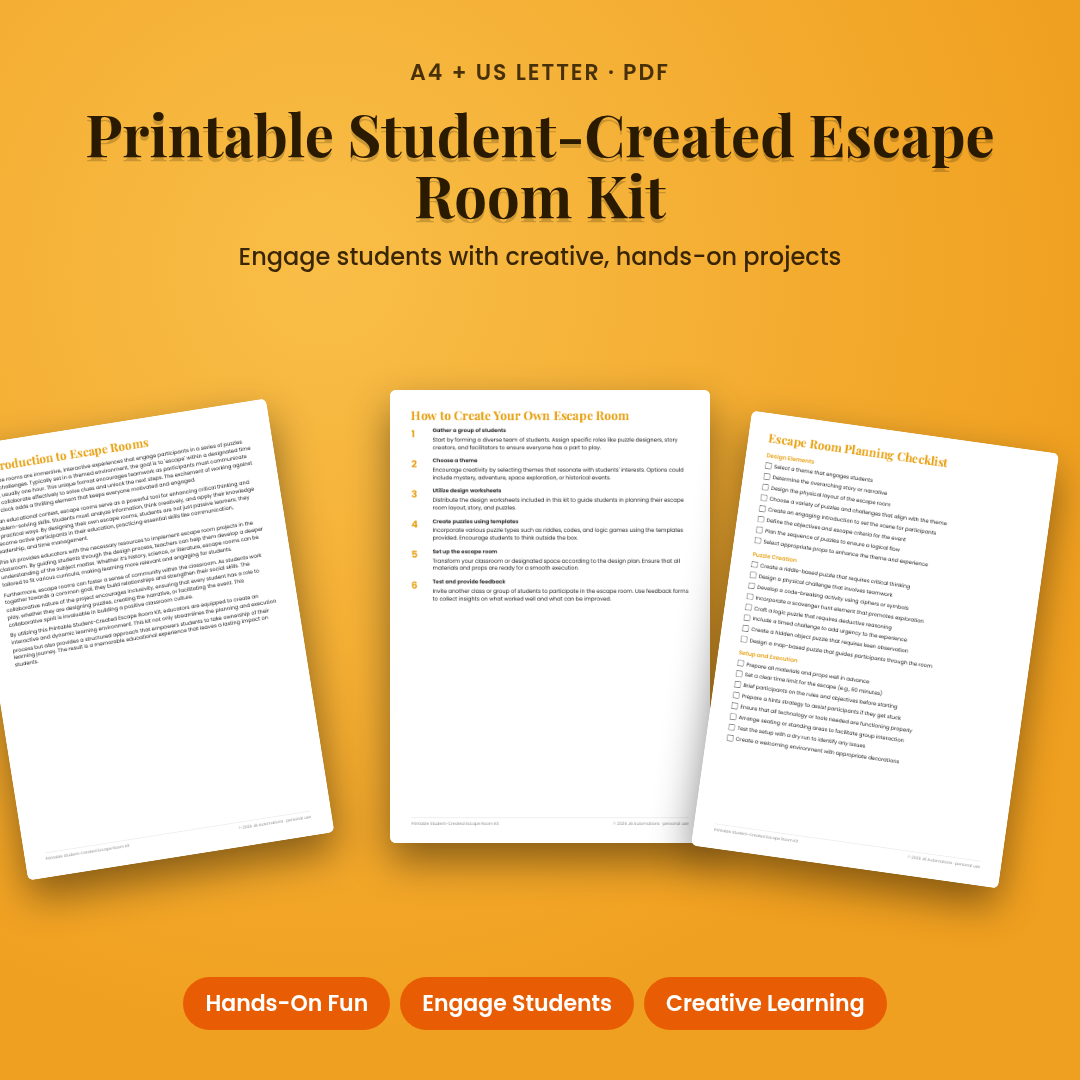 Printable Student-Created Escape Room Kit