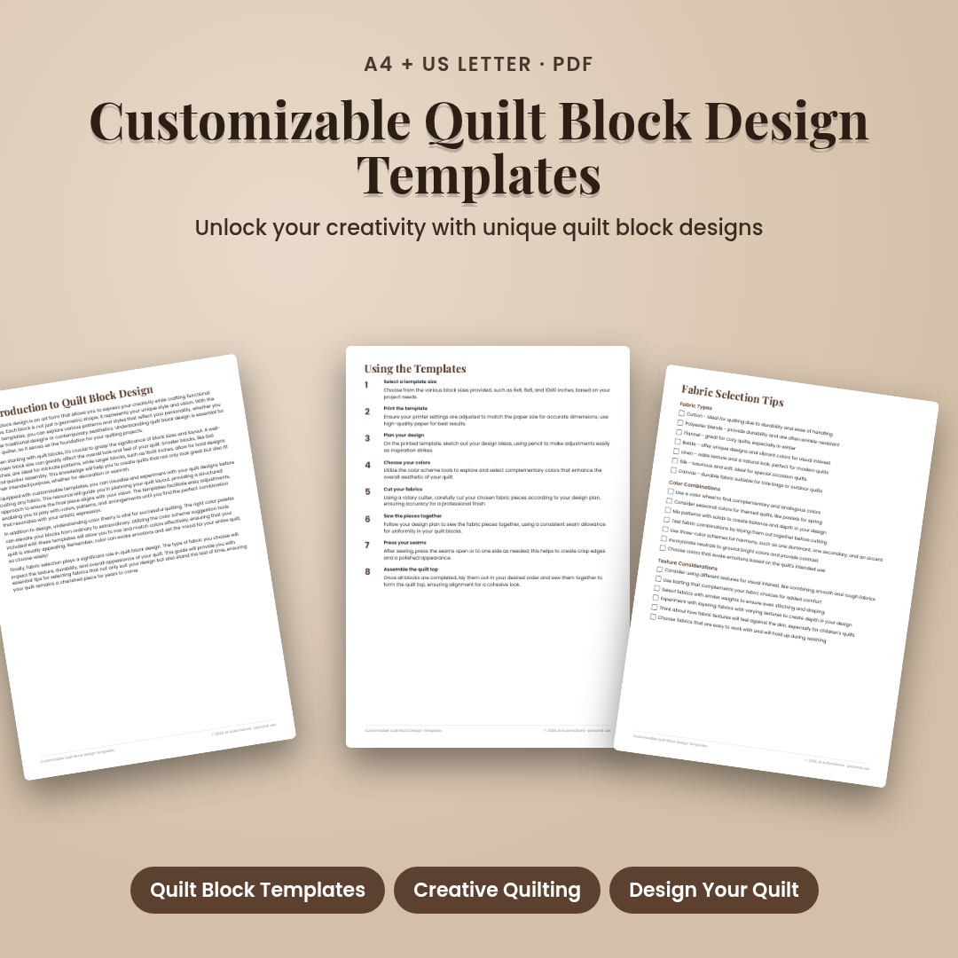 Customizable Quilt Block Design Templates