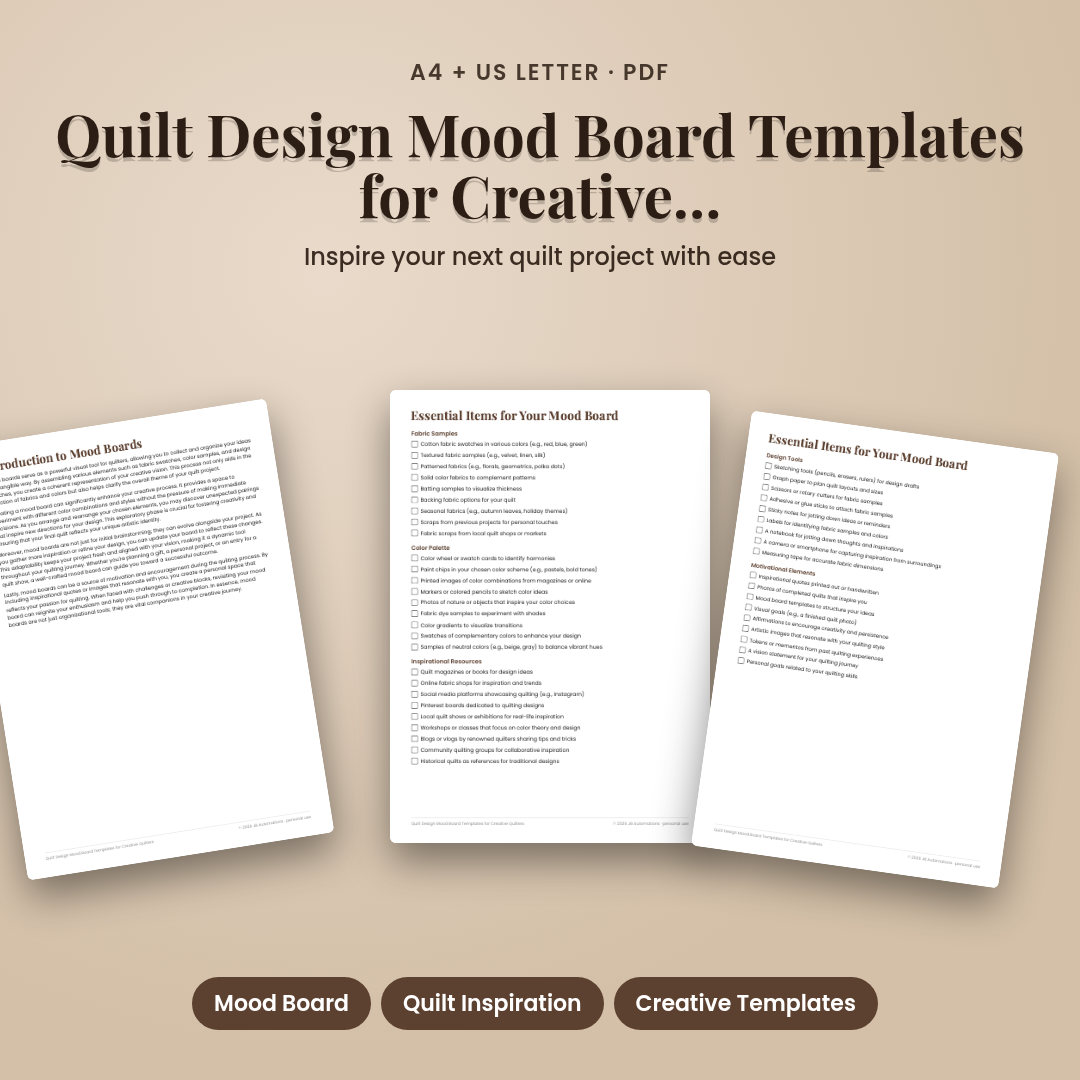 Quilt Design Mood Board Templates for Creative Quilters