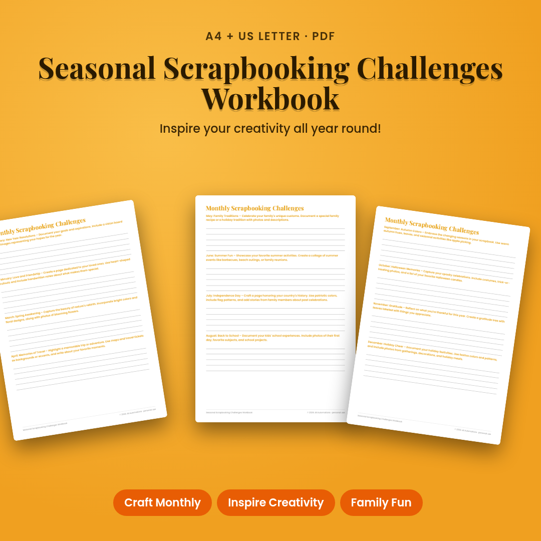 Seasonal Scrapbooking Challenges Workbook