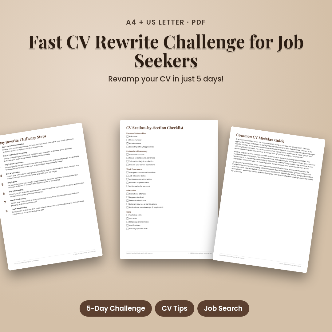 Fast CV Rewrite Challenge for Job Seekers
