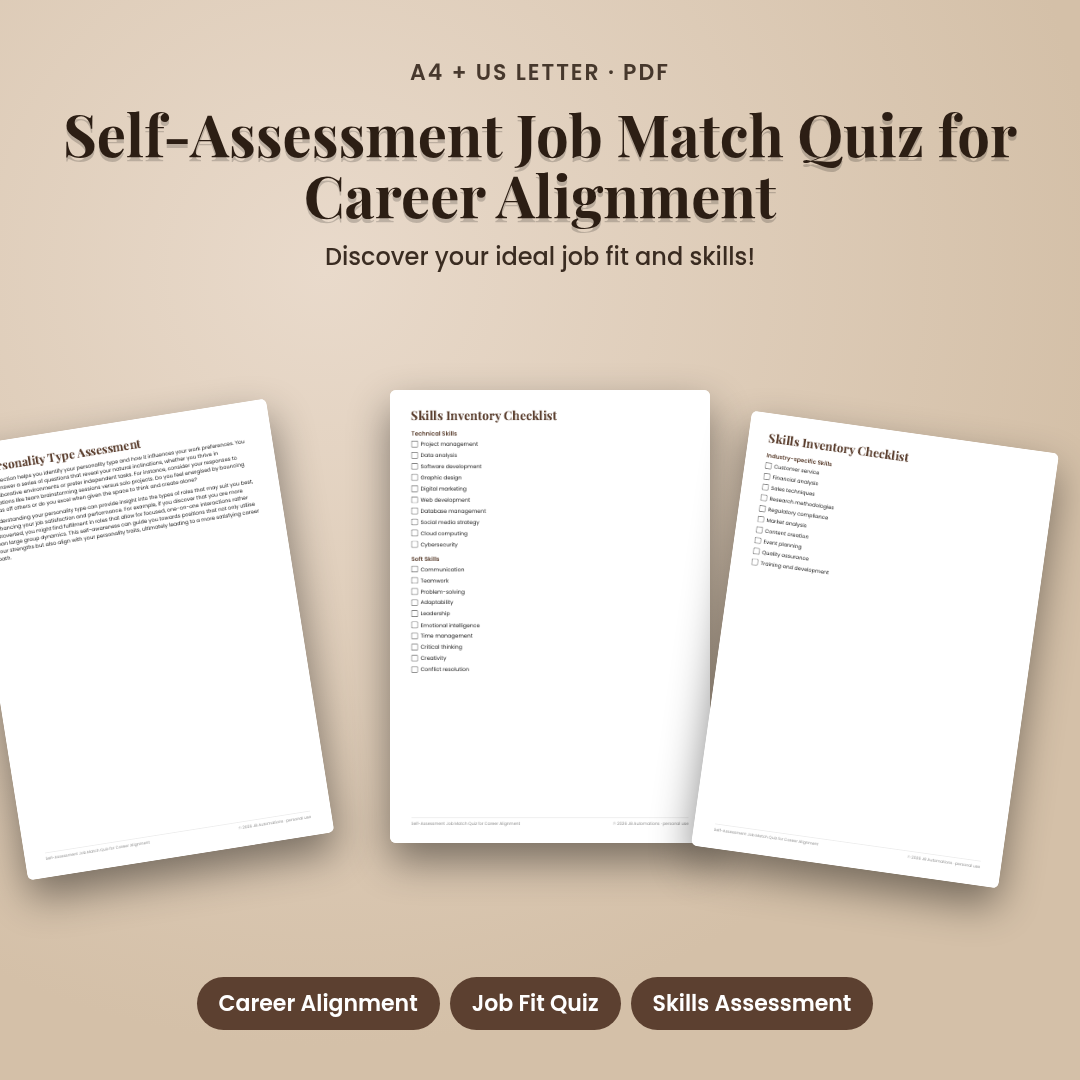 Self-Assessment Job Match Quiz for Career Alignment