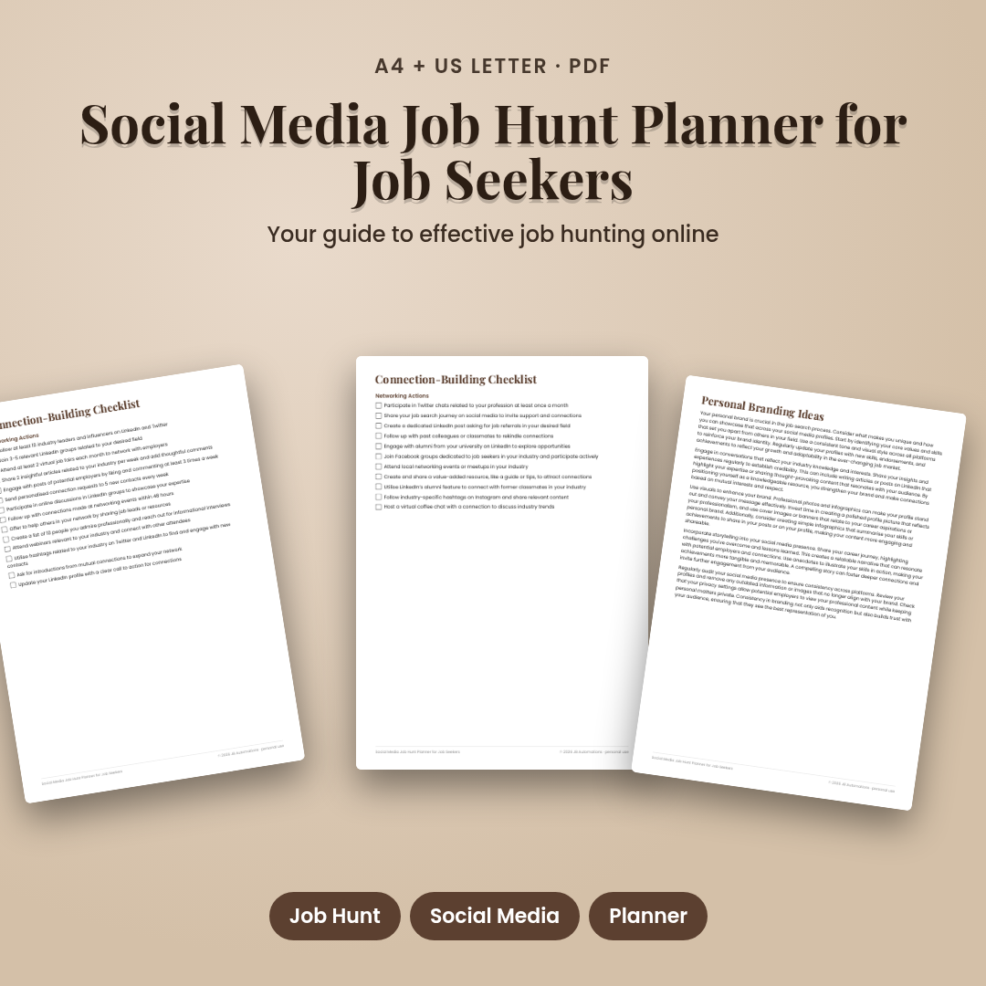 Social Media Job Hunt Planner for Job Seekers