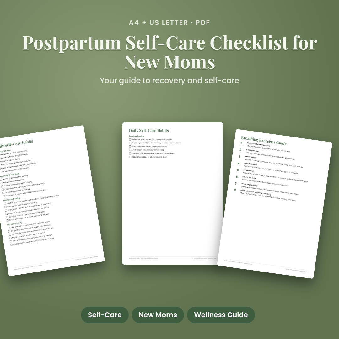 Postpartum Self-Care Checklist for New Moms