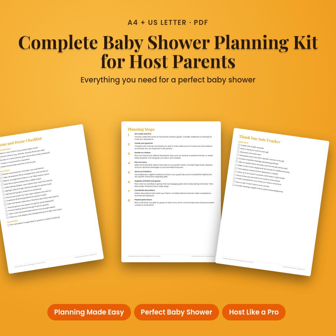Complete Baby Shower Planning Kit for Host Parents