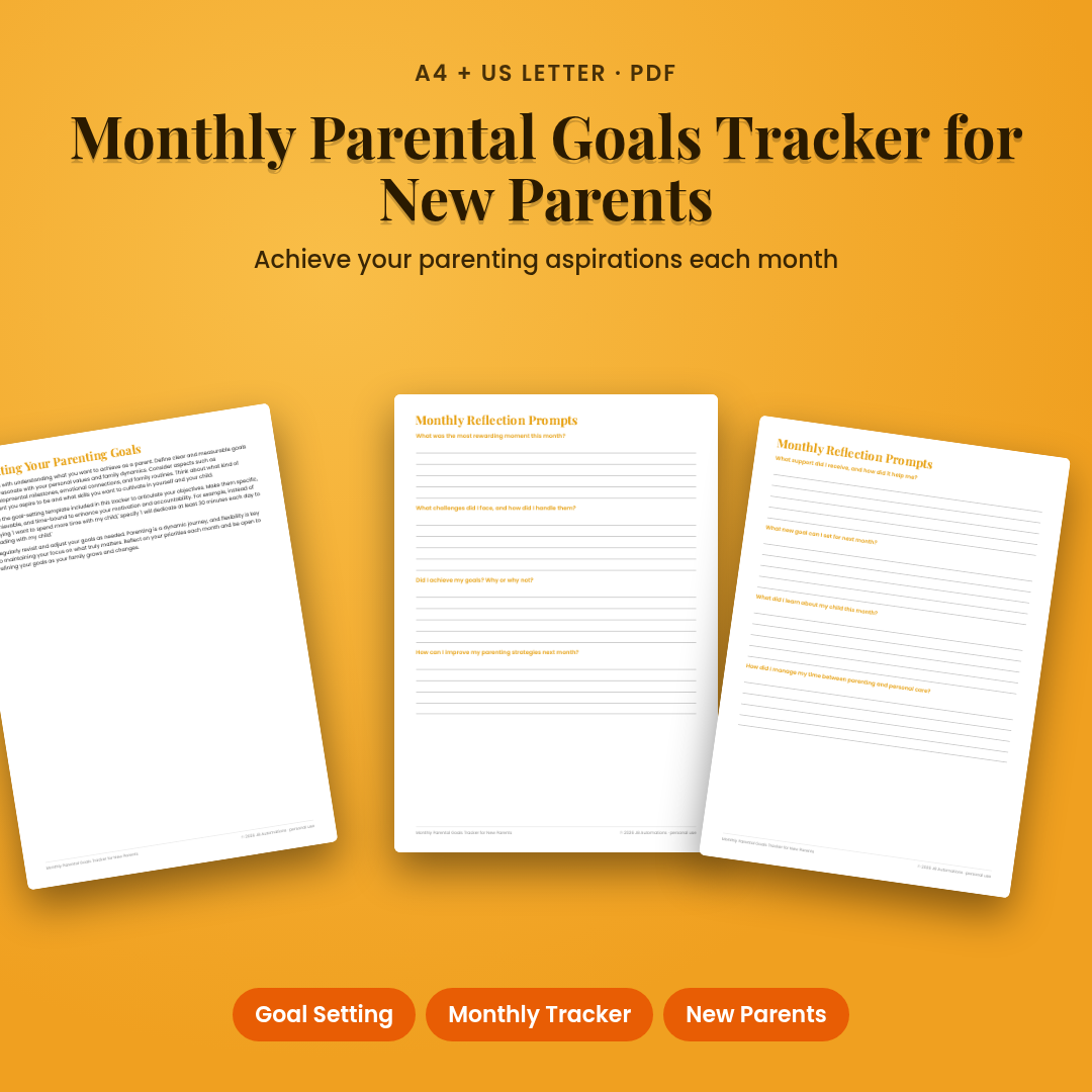 Monthly Parental Goals Tracker for New Parents