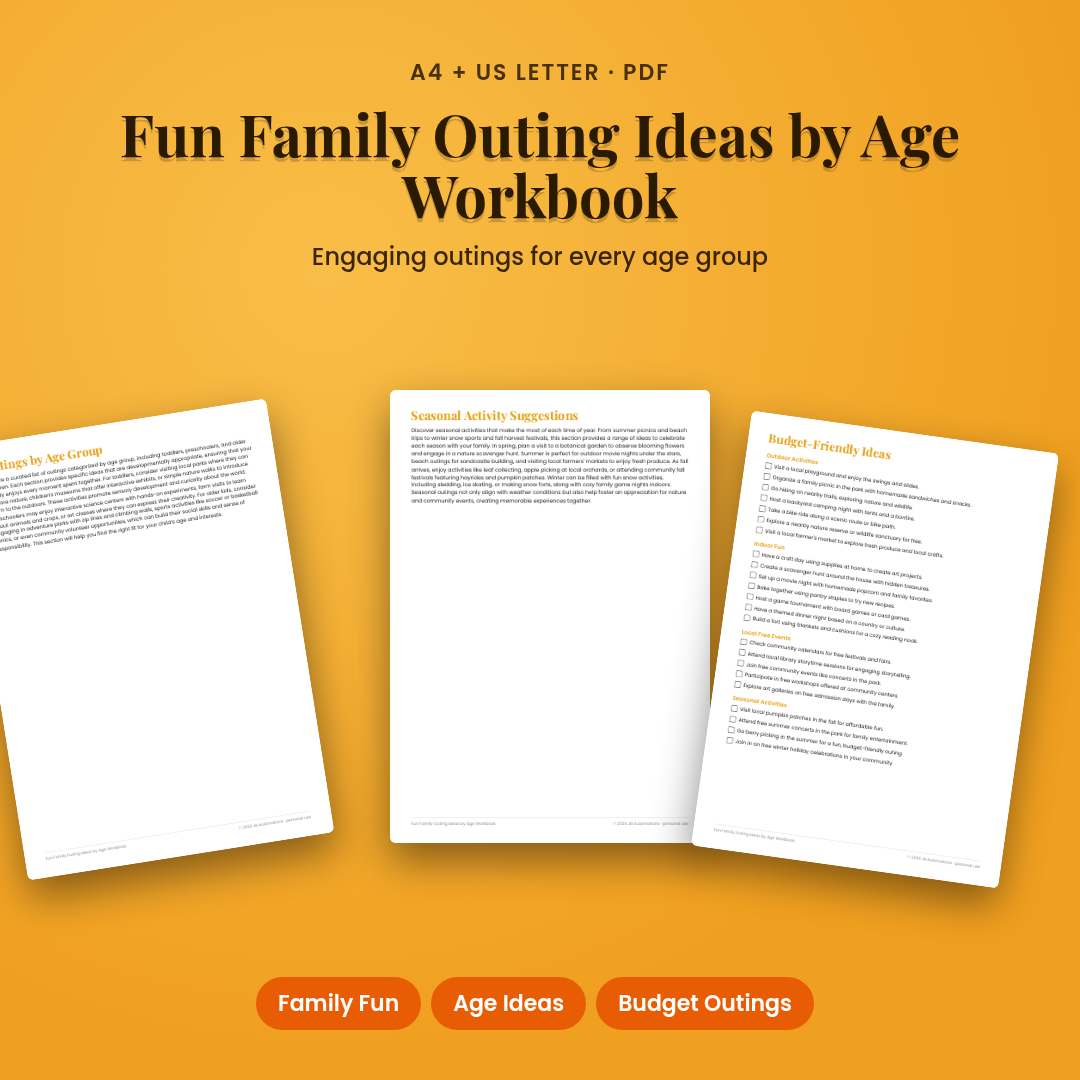 Fun Family Outing Ideas by Age Workbook