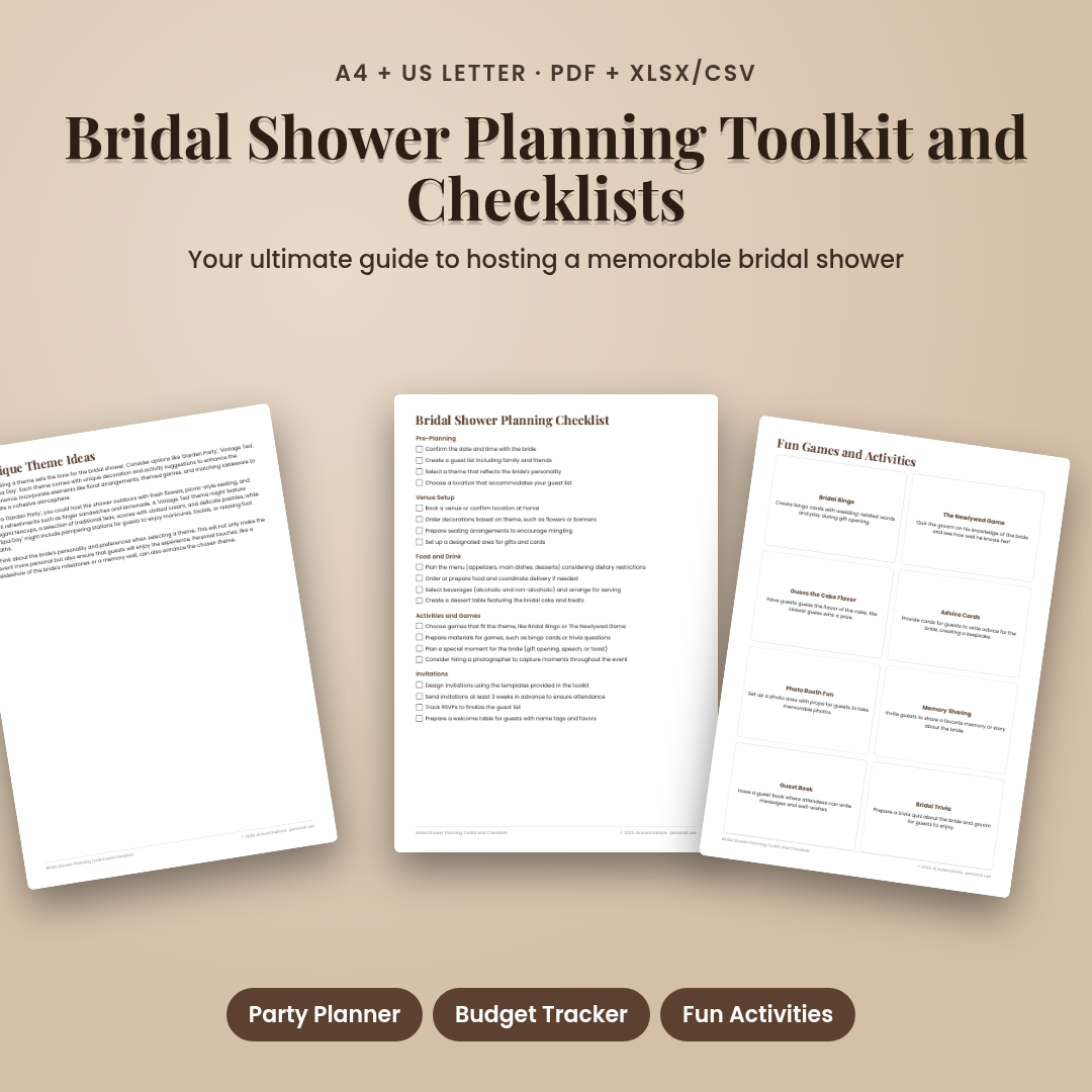 Bridal Shower Planning Toolkit and Checklists