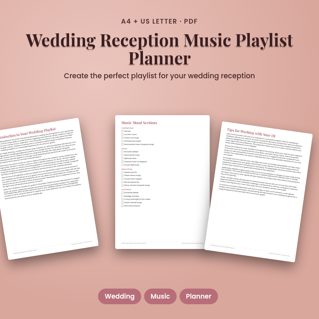 Wedding Reception Music Playlist Planner