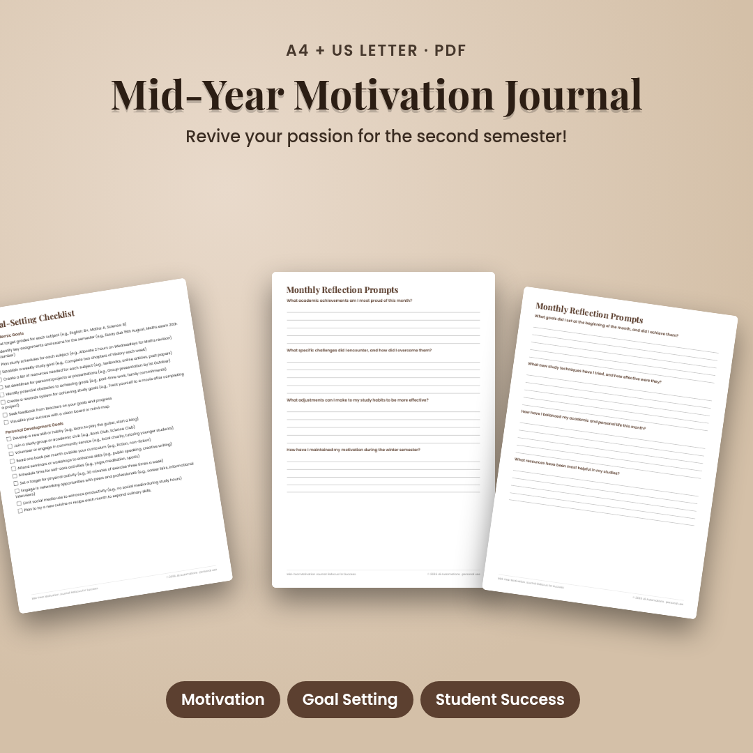 Mid-Year Motivation Journal: Refocus for Success