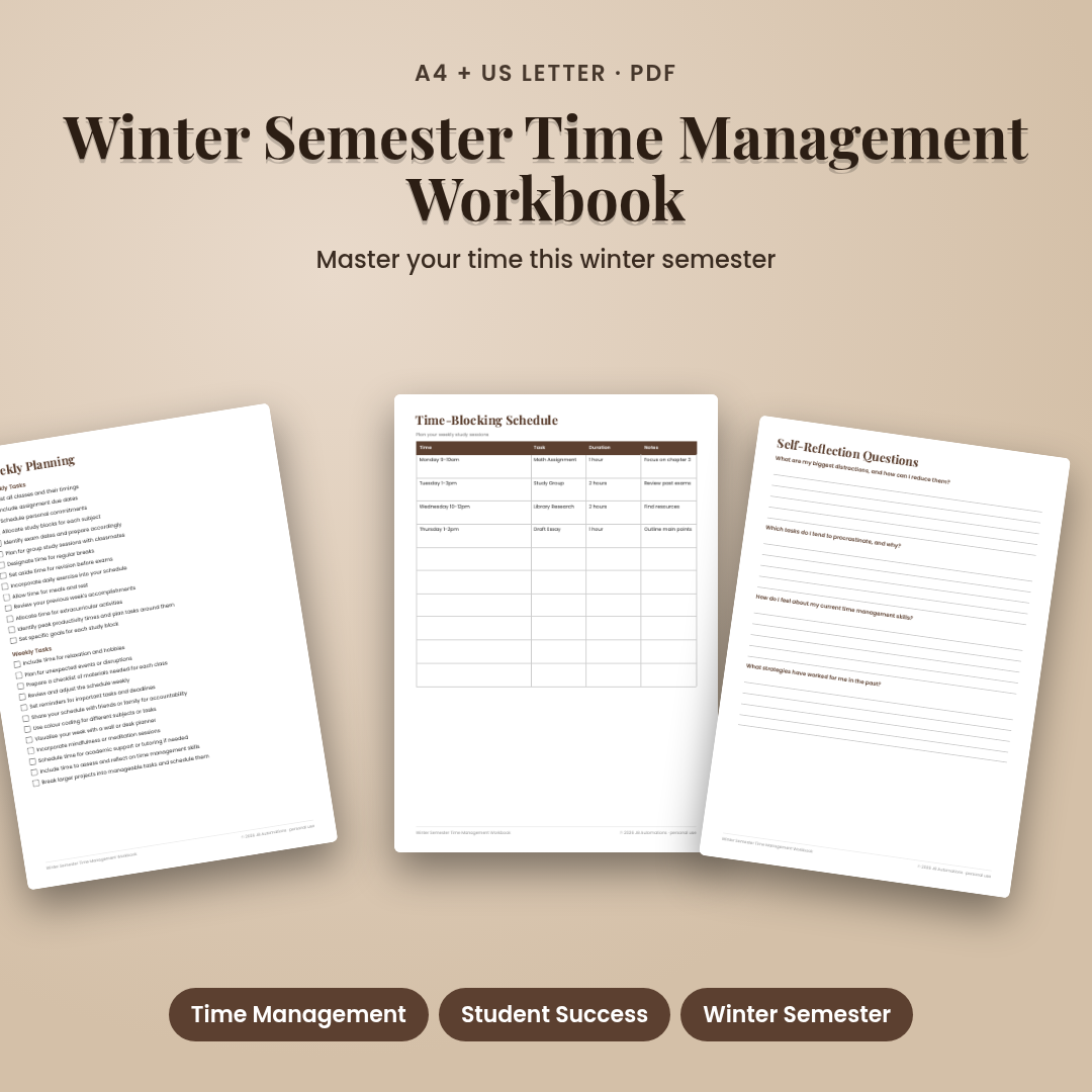 Winter Semester Time Management Workbook