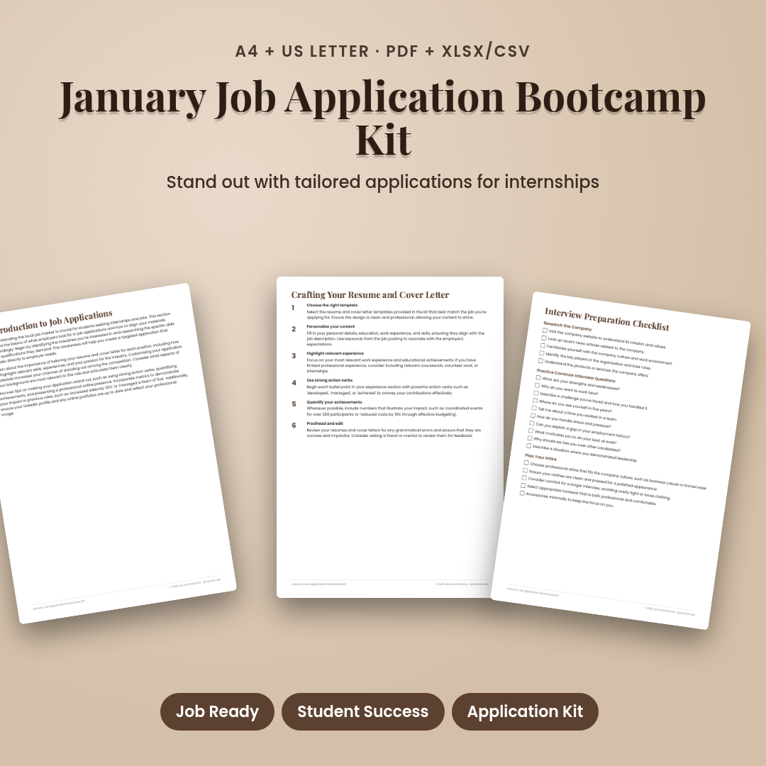 January Job Application Bootcamp Kit