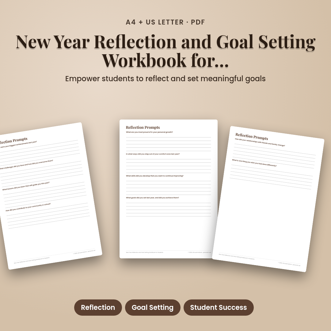New Year Reflection and Goal Setting Workbook for Students