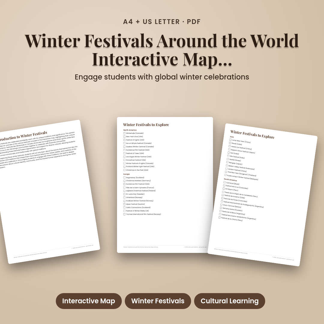Winter Festivals Around the World Interactive Map Activity