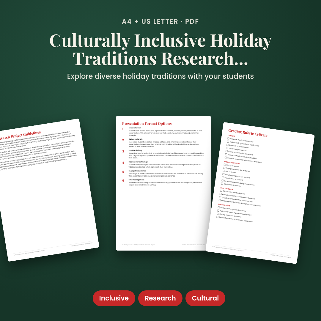 Culturally Inclusive Holiday Traditions Research Project