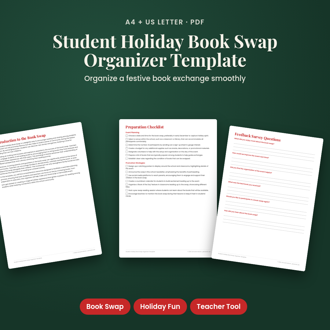 Student Holiday Book Swap Organizer Template